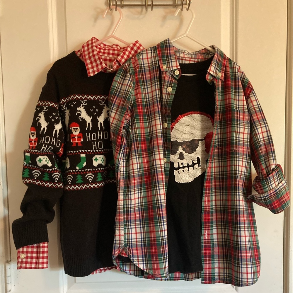 Boys M Medium 9/10 GAP H&M Lot Holiday Sweater/Shirts